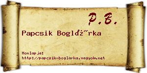 Papcsik Boglárka névjegykártya