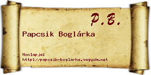 Papcsik Boglárka névjegykártya